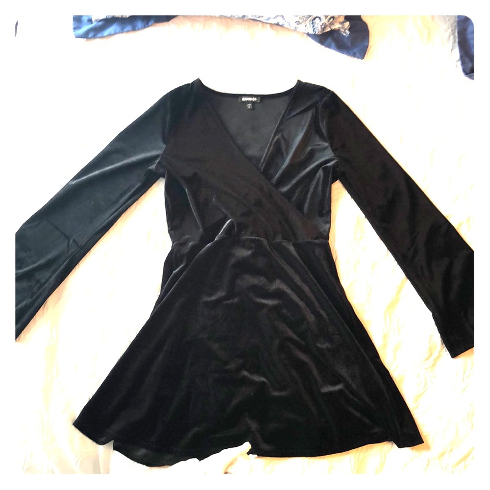 Black velvet dress.